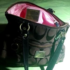 Authentic Coach Poppy Signature  Chocolate Lurex Metallic Jacquard Carryall Tote